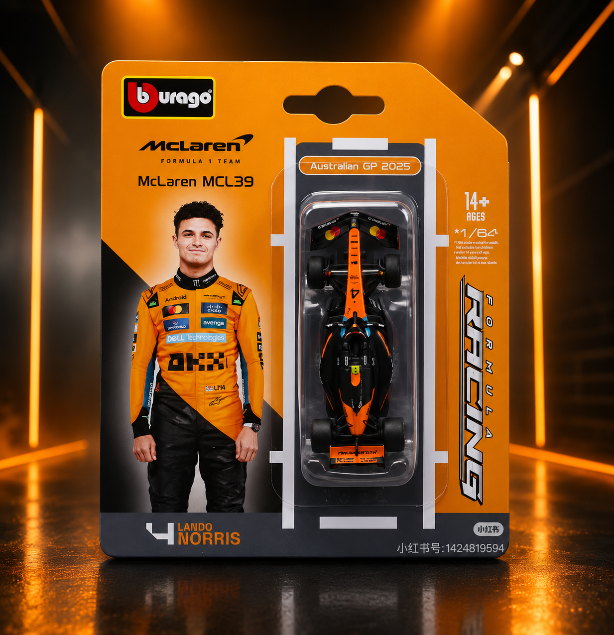 Bburago Formula 1 Mclaren Lando Norris 1:64 Scale