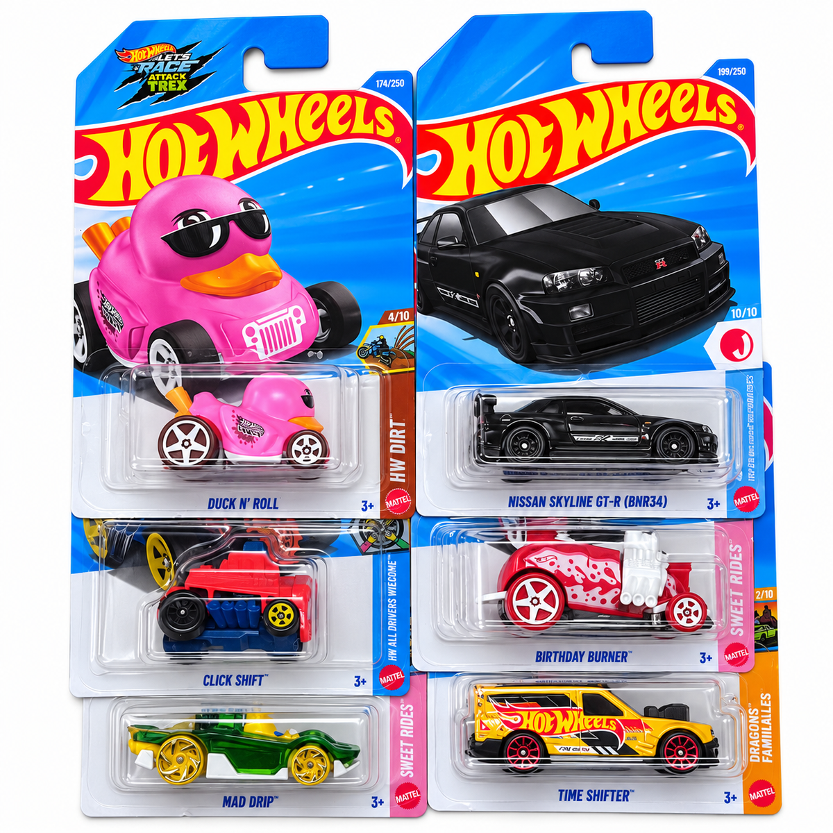 Hot Wheels - Q Case - Set of 6 - Nissan Skyline GT-R BNR34 Black