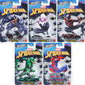 Hot Wheels Silver Series - 2026 Marvel Spider-Man Silver Celebration Series 1:64 Scale - Set Of 5 Cars