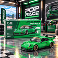 Porsche RWB 930 GREEN HEC Exclusive - Pop Race  x XCARTOYS  - 2026 Edition 1:64 Diecast Model