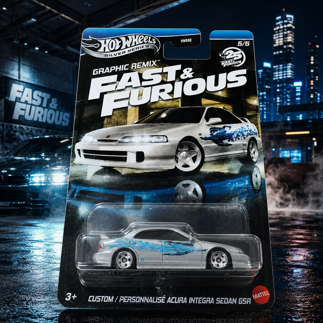 Custom Acura Integra Sedan GSR - Hot Wheels Fast & Furious 25th Anniversary Silver Series Graphic Remix (Copy)