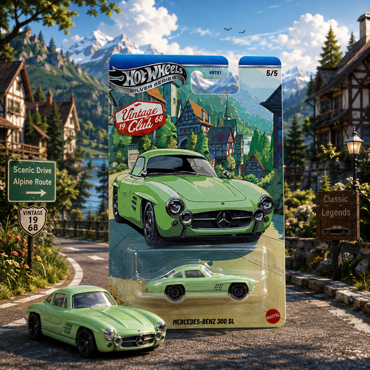Mercedes Benz 300 SL - Hot Wheels Silver Series Vintage Club Racing Mix 3