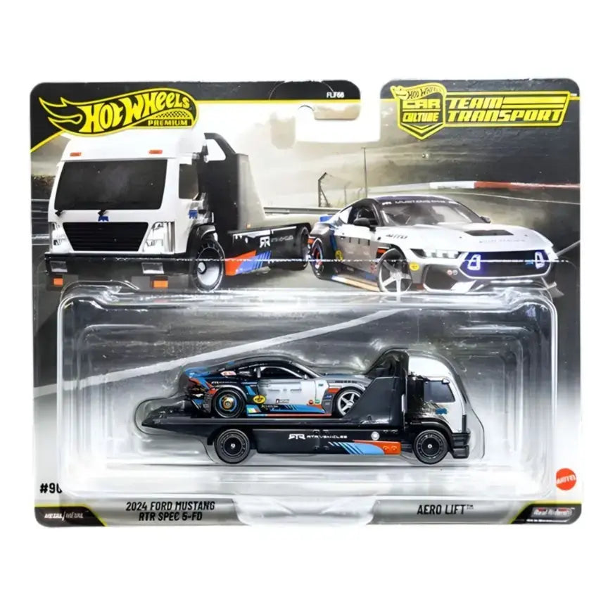 Hot Wheels Premium - Hot Wheels 2024 Ford Mustang Rtr Spec 5 Fd and Aero Lift Team Transport 2026