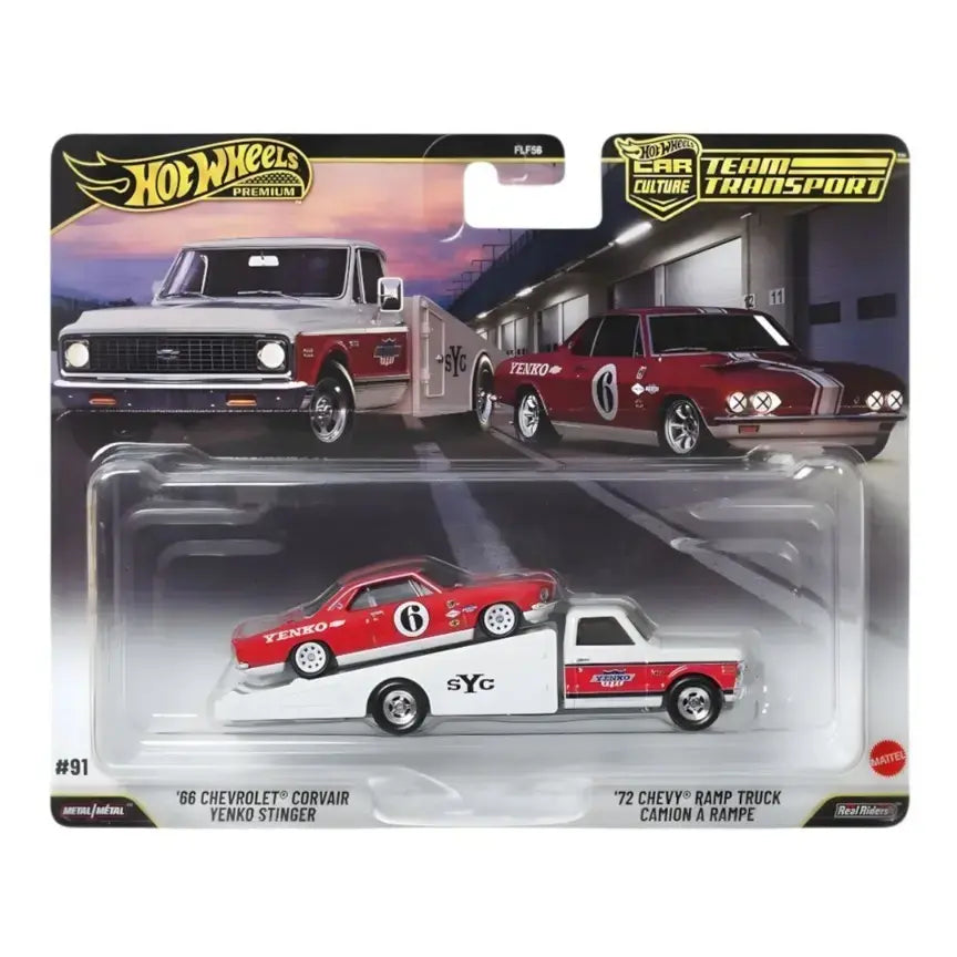 Hot Wheels Premium - Hot Wheels 66 Chevrolet Corvair Yenko Stinger and 72 Chevy Ramp Truck Camion A Rampe Team Transport 2026