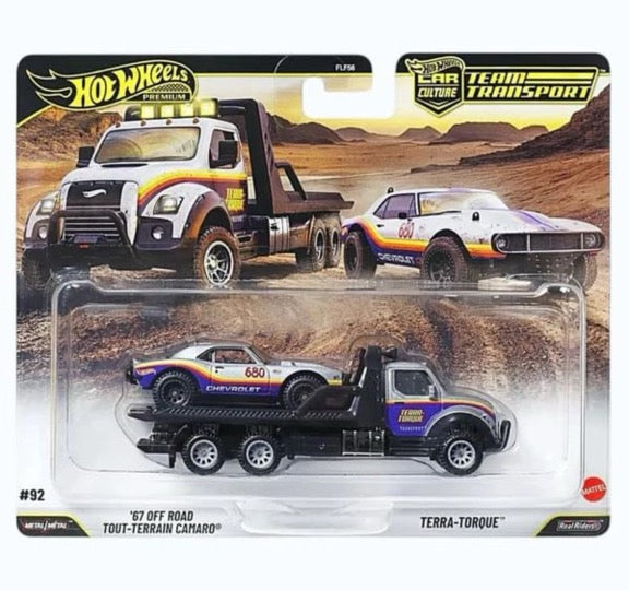 Hot Wheels Premium - Team Transport 67 Off Road Tout-Terrain Camaro & Terra-Torque