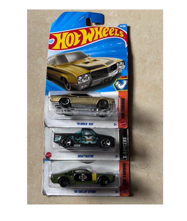 Hot Wheels - Set of 3 Mix 70Buick GSX & Draftnator & 68 Shelby GT500 MRP