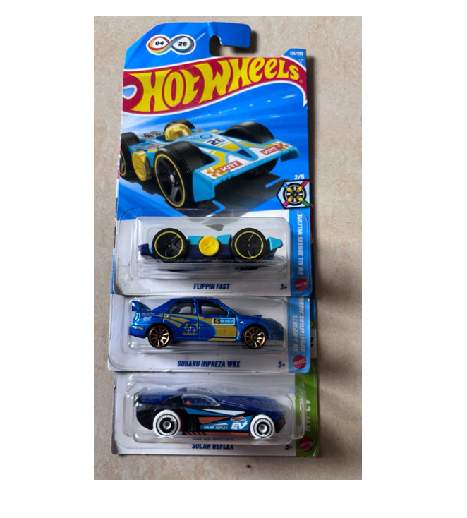 Hot Wheels - Set of 3 Mix Flippin Fast & Subaru Impreza WRX & Solar Reflex MRP