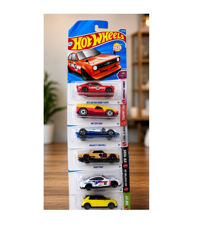 Hot Wheels - Set of 6 Mix - Sunny Coupe & Test Ride & Twin Mill & Vairstrike & BMW M4 GT3 & 2020 Honda E MRP
