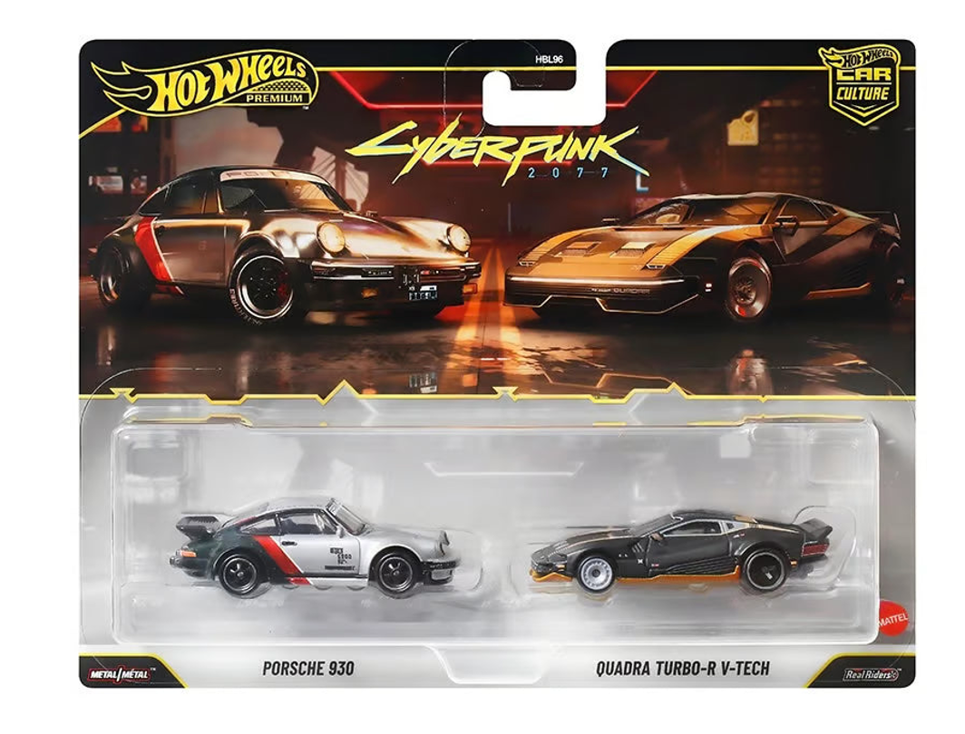 Cyberpunk Dual Pack Including Porsche 930 & Quadra Turbo-R V-Tech 2 Pack - Hot Wheels Premium Car Culture