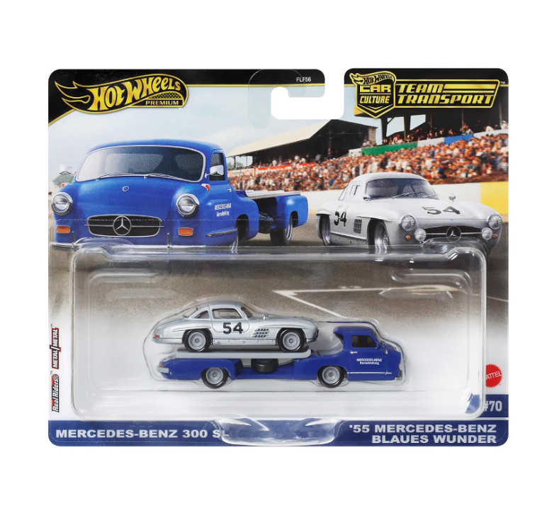 Mercedes-Benz 300 SL and '55 Mercedes-Benz Blaues Wunder - Hot Wheels Team Transport