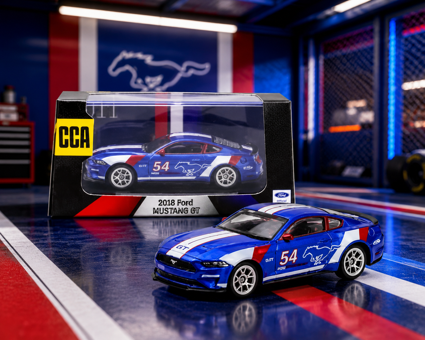 CCA - 2018 Ford Mustang GT 1:64 Scale Diecast (With Acrylic Case)