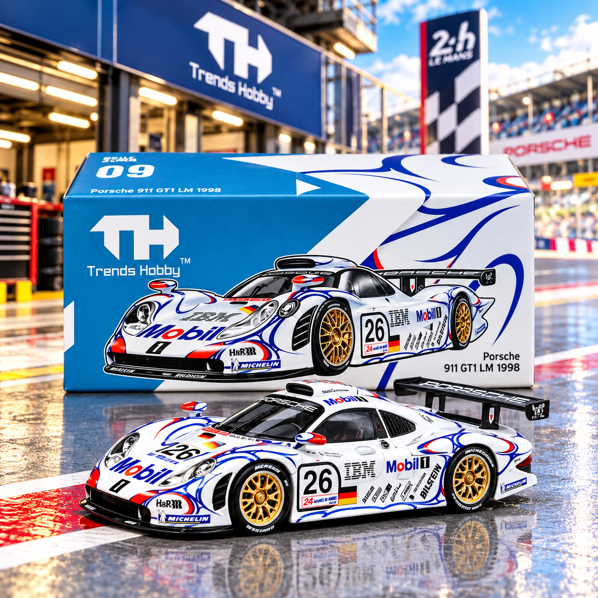 Trends Hobby - Porsche 911 GT1 Le Mans LM 1998 #26 - Champion TH-095