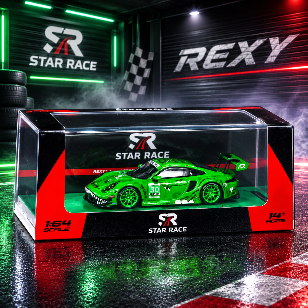 Star Race - Rexy Porsche 911 GT3 R #77 - 1:64 Diecast Model OBV