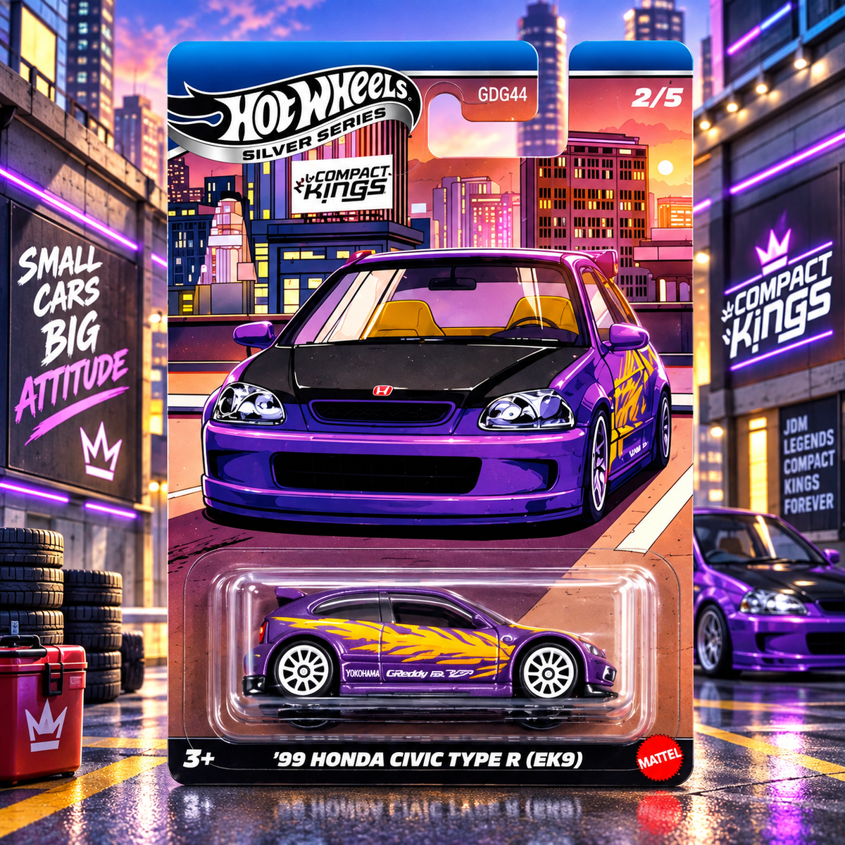 99 Honda Civic Type R - Compact Kings Silver Series Hot Wheels