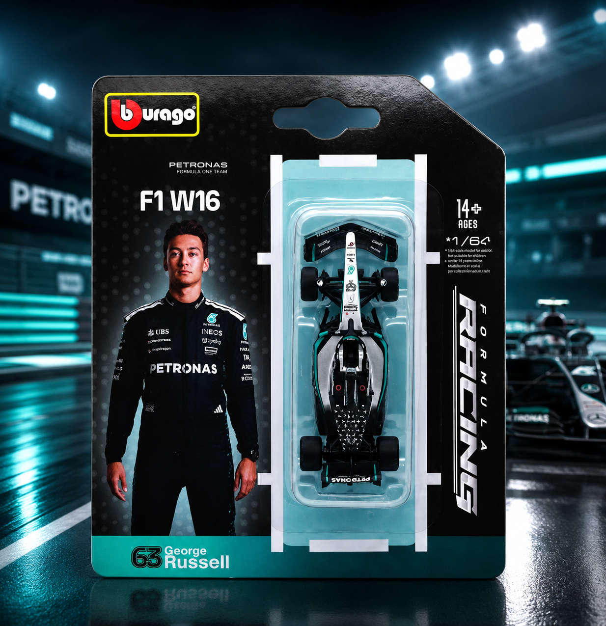 Bburago Formula 1 Mercedes George Russel 1:64 Scale