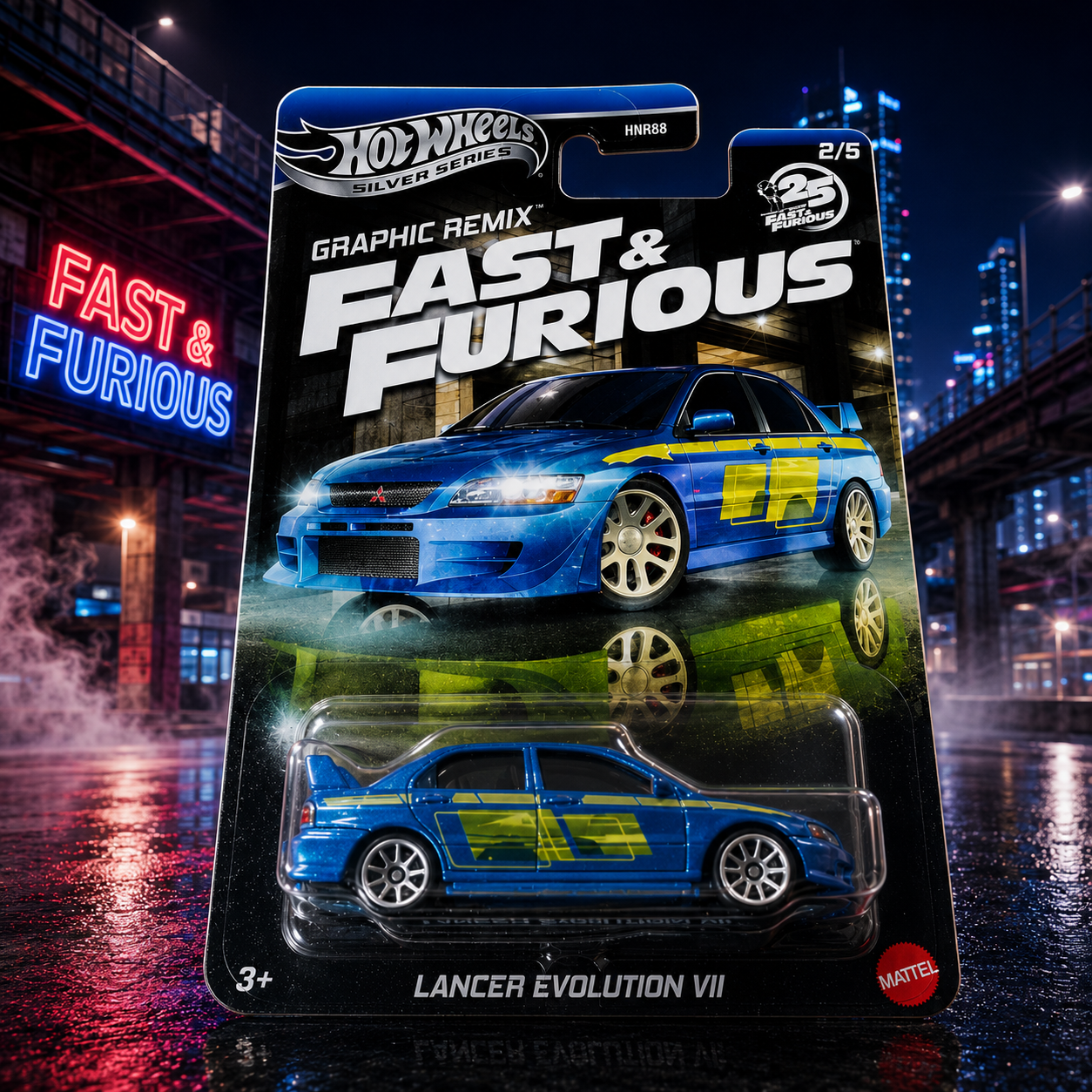 Lancer Evolution VII - Hot Wheels Fast & Furious 25th Anniversary Silver Series Graphic Remix